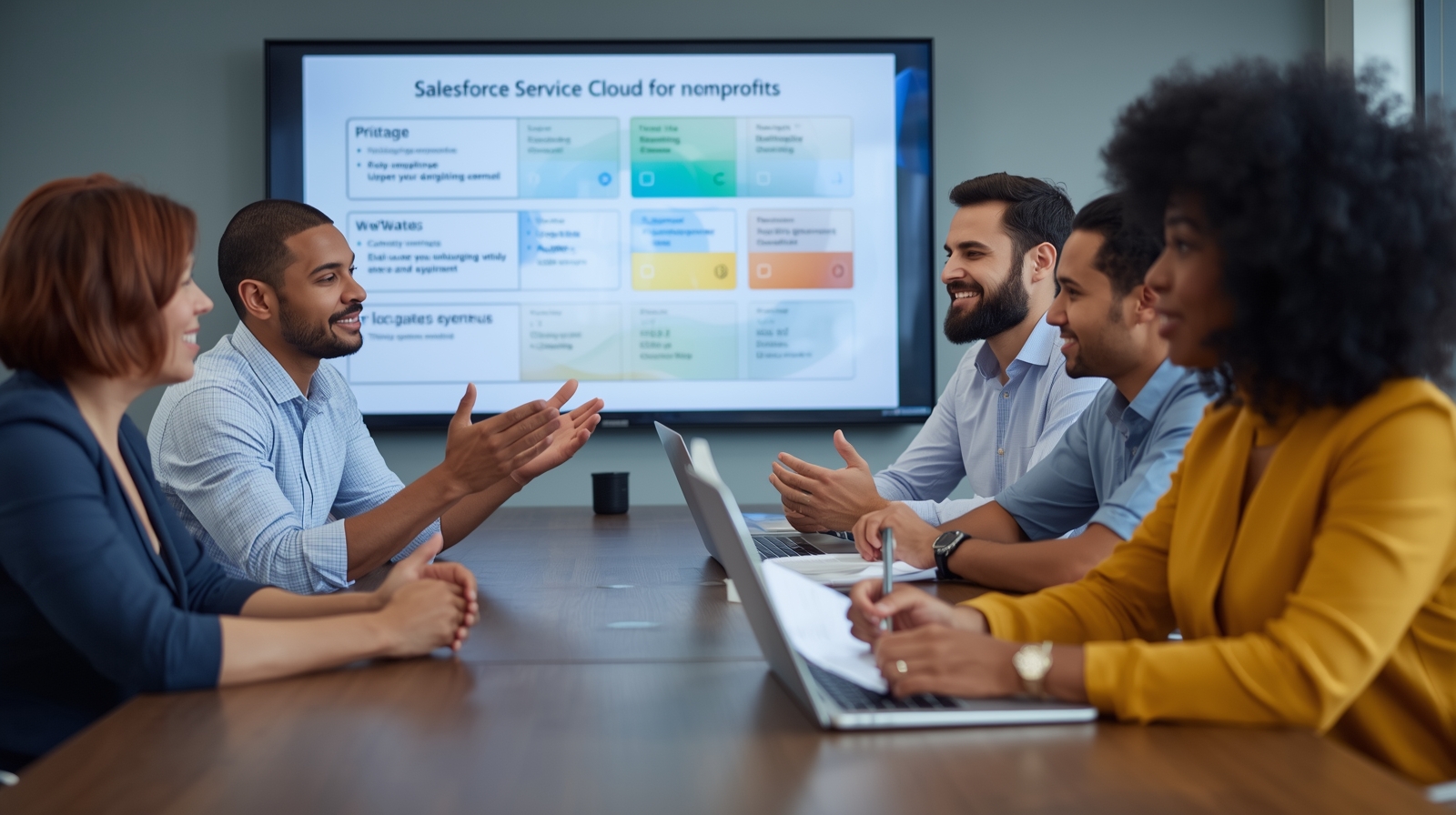 Team is discussing on Service Cloud setup guide for nonprofits