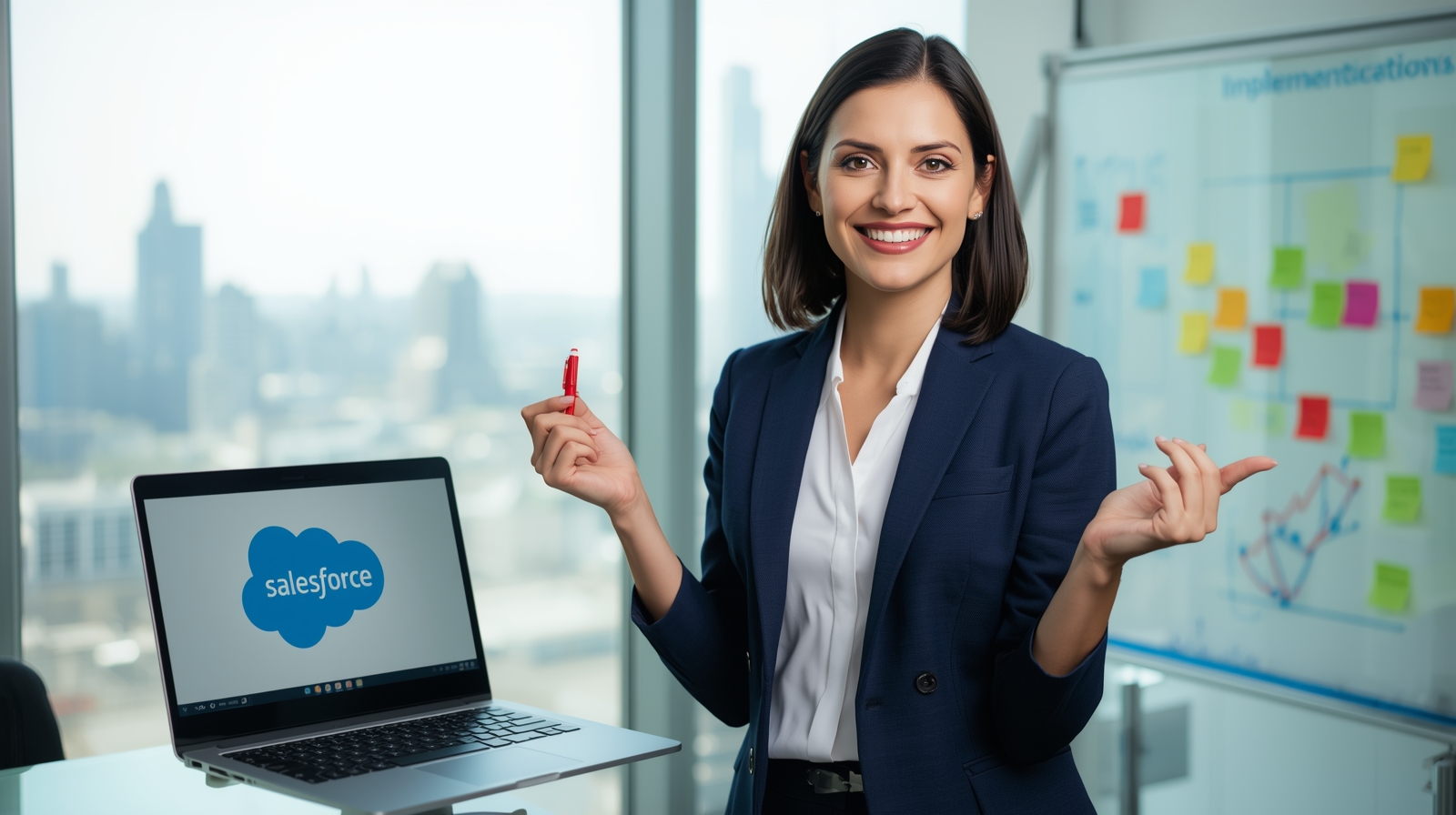 Woman in black suite explaining about Salesforce Implementation Methodologies 