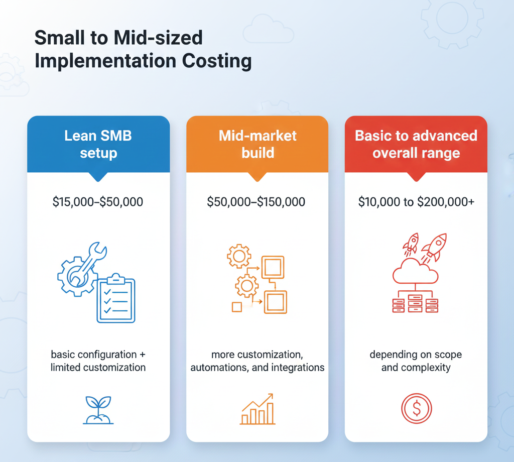 Small to mid-sized implementation costing infographic